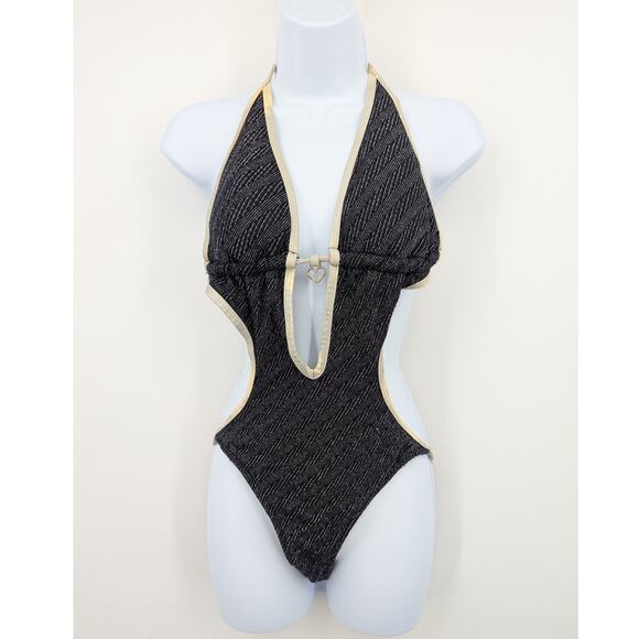 Dark Navy Shimmering InMocean Monokini Swimsuit Size 12 *READ* - Picture 1 of 6